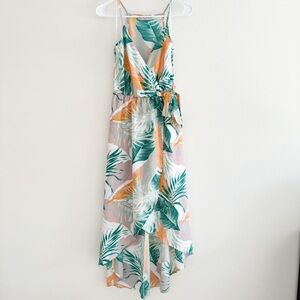 DREAM OF ME Tropical Sleeveless Assymetrical Hem Maxi Dress